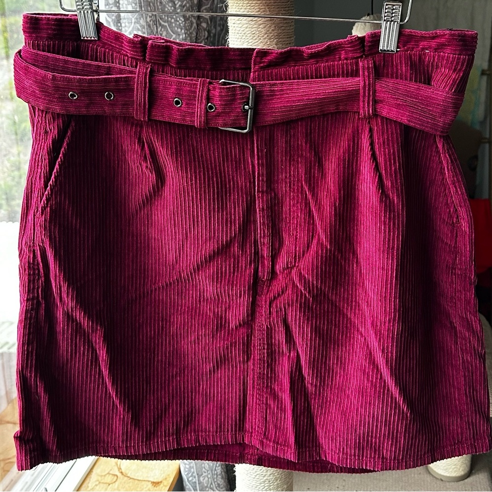 Express Burgundy Corduroy Mini Skirt